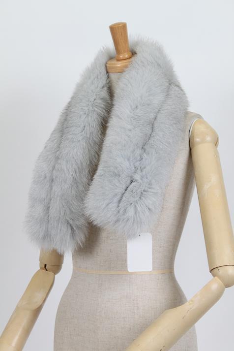 herbette | 乐天海外销售: 狐狸皮毛皮革夹在围巾灰色女士礼品
