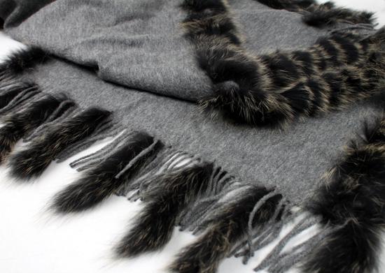 herbette | 乐天海外销售: 狐狸的皮毛修剪的羊绒混合材料失速灰色